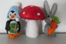 Deko Set Filzdekoration Hase Pinguin Pilz Dekoration aus Filz Konvolut Dekofigur