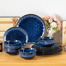 Geschirr Set Blau Steingut