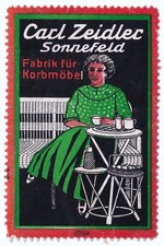 Werbemarke „Carl Zeidler, Fabrik für Korbmöbel, Sonnefeld“ (Lkrs. Coburg)