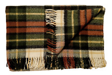 Wolldecke Plaid 100% Wolle Kariert Fransen L/B: 180 x 140 cm