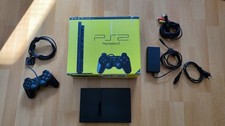 Sony PlayStation 2 PS2 Slim Konsole SCPH-77004 Schwarz mit OvP,Kabel,Controller