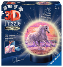 Puzzle - Pferde am Strand, Nachtlicht Puzzleball - 3D - 72 Teile
