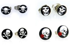 Edelstahl Ohrstecker Ohrringe Totenkopf Skull Gothic Biker Rocker Herren Männer