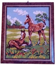 Stickbild 2 Pferde fertig Kreuzstich mit Rahmen  35x30 cm