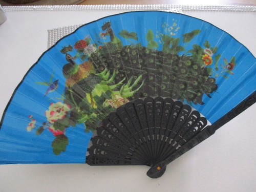 Hand fächer schwarz bunt - hand, blau