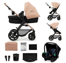 Kinderkraft MOOV2 Kinderwagen 3 in 1 Kinderwagenset bis 26 kg, Babyschale, beige