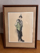 Lithographie auf Rahmen Frau