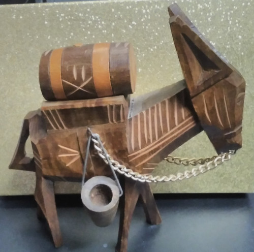 Handgeschnitzter holz esel mit - holz-esel,