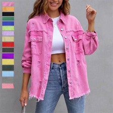 Damen Jeansjacke Übergangsjacke Sweatjacke Jacke Casual Lässige Strickjacke