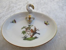 Herend Schale f. Visitenkarten Tischkartenhalter Rothschild Vögel Insekten FISCH