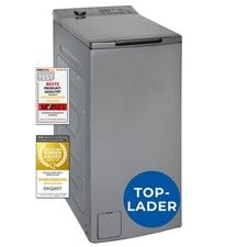 Exquisit Waschmaschine, Toplader, Startzeitvorwahl, LTO51207-030A silber-dunkel