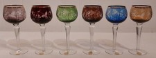 6 Stk. Kristall Römer / Handgeschliffen / Mundgeblasen / Römer mit Goldrand