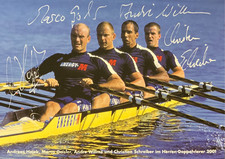 4 Autogramme Olympiasieger Rudern Hajek Wilms Geisler Christian Schreiber 252xyz