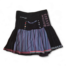 Desigual Rock Gr. 36 Boho Mustermix Stickerei gefüttert Y2K schwarz bunt