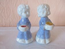 Weihnachten 2er Set Porzellan Duo Engel Kerzenkinder Kerzenhalter - Vintage