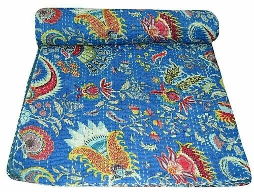 Floral seide kantha quilt - floral,