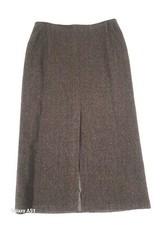 DIANA WOOD Damen Midirock braun Gr. 40 Rock Etuirock Schlitz Wollrock