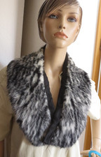 Fellkragen - Schalkragen - kein Echtfell - schwarz / weiß -ca 96 cm lang