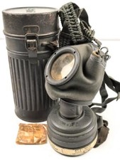 Gasmaske Luftschutz in Bereitschaftsbüchse. Hersteller Auer, guter Gesamtzustand