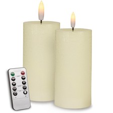 2er Set LED Echtwachs Kerzen