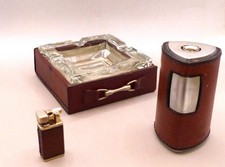 Älteres Rowenta Tisch Liftarm Feuerzeug Ascher Set Leder  top Zustand