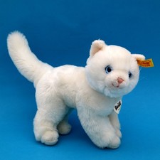 Steiff Katze Lizzy weiß – Nr. 099441 – mit Knopf Fähnchen & Brustschild selten