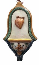 Weihwasserkessel Jesus Herz 50er 60er  KERAMIK Majolica Coffano Caltagirone