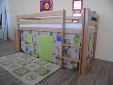 Hochbett Vorhang Umrandung Kinder 2-teilig Spiel Bett Tedy Grün