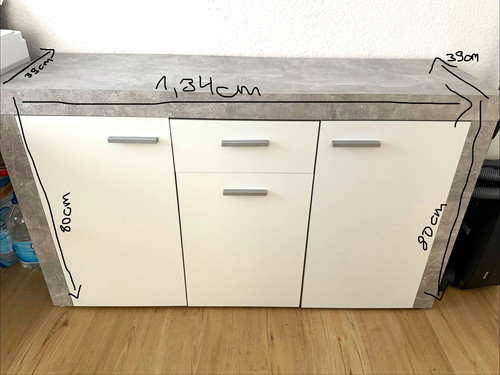 Schrank sideboard grau weiß - schrank, grau/weiß