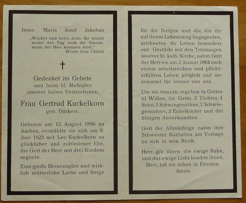 1964 sterbebild gertrud - sterbebild,