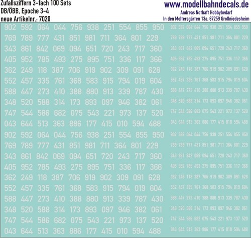 100 zufallsziffern sets - 100, h0