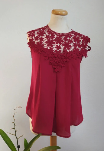 Rote spitzenbluse ärmellos - rote,