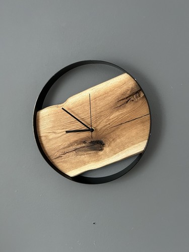Uhr wanduhr eiche metallring - wanduhr,
