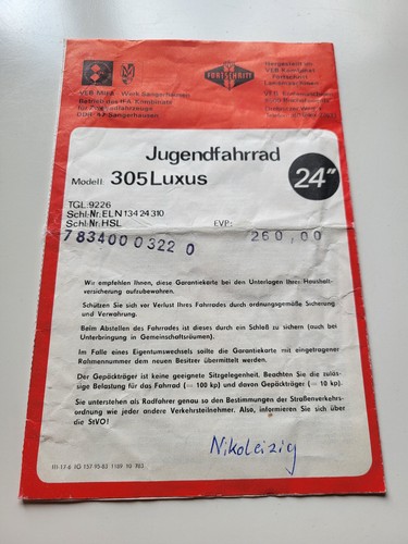 Ddr prospekt garantieschein - ddr,