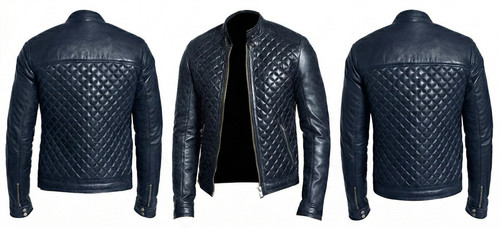 Herren navyblauer lederjacke - herren,