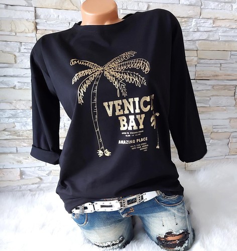 Damen shirt schwarz gold glanz - shirt,