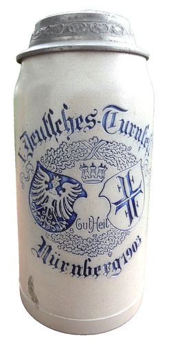 Bierkrug mit zinndeckel - mit, x