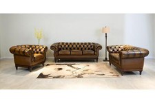 Luxus Chesterfield Ledergarnitur Leder 3/2/1 London Polstergarnitur UVP*6.990