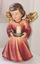 Holzfigur geschnitzt, Sissi Engel mit Kerze, 20 cm, Handarbeit Südtirol, TOP 11J