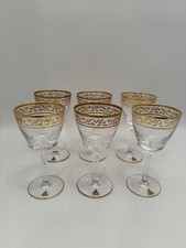 Joh. Oertel Haida 6 Weißwein Gläser Kristall Venezia Prunkglas mit Etikett