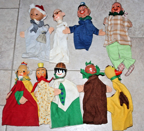 Vintage handpuppen 9 stück - handpuppen,