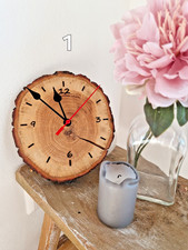 Wanduhr Baumscheibe Eiche lautlos Landhaus Unikat Küche Wohnzimmer