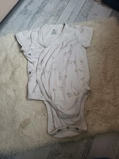 Baby Body Gr. 68/74 Wickelbody Kurzarm Beigev.H&M Enten Motiv