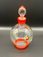 GLAS SCHNAPSFLASCHE FLASCHE HANDBEMALT MIT STÖPSEL UNBENUTZTER ZUSTAND HÖHE 24cm