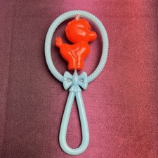Babyrassel Klapper DDR Spielzeug Pony blau orange Rassel Ostalgie