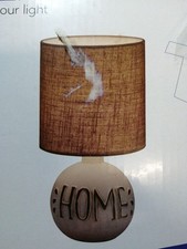 Reality Leuchten Esna R50651025 Tischleuchte, Keramik, Stoffschirm Weiß/Grau