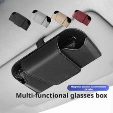 Magnetischer Leder Sonnenbrillen Halter für Auto Sonnenblende Brillenhänger Clip_ ^