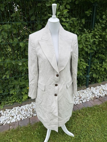 Zara damen leinen mantel creme - zara,