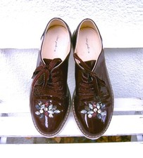 Schuhe Schnürer Loafer Slipper Mokassins bordeaux weinrot Lackleder 39 ZARA