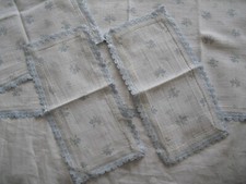 Tischdecken Set 5 teilig Baumwolle weiß blau geblümt